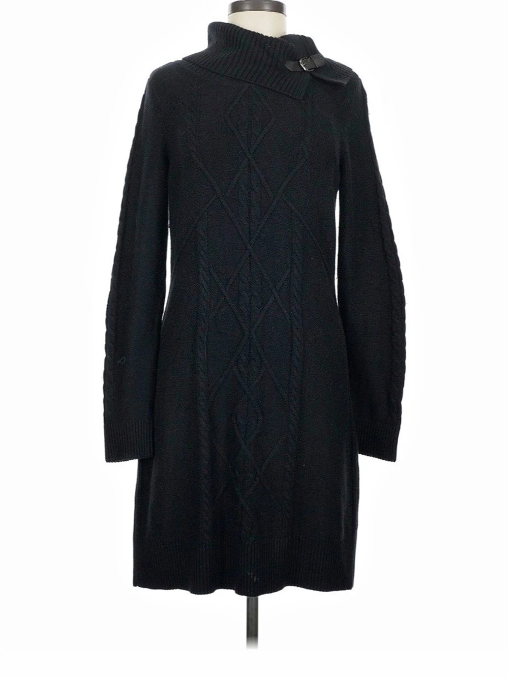 White House Black Market Black Cowl Neck Sweater Dress Size Medium
